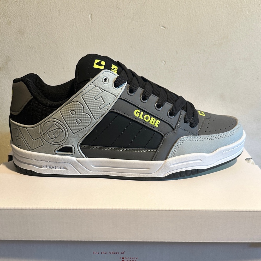 Globe Men's Tilt Gray and Black Sneakers with Neon Accents